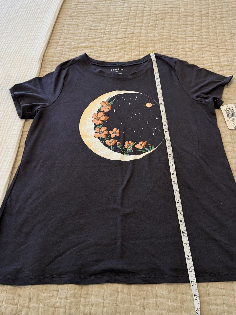 torrid Black Crescent Moon Tee with Orange Floral Print
